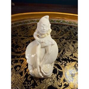 Vintage Belleek Leprechaun Figurine – Irish Porcelain "For Luck" Statue